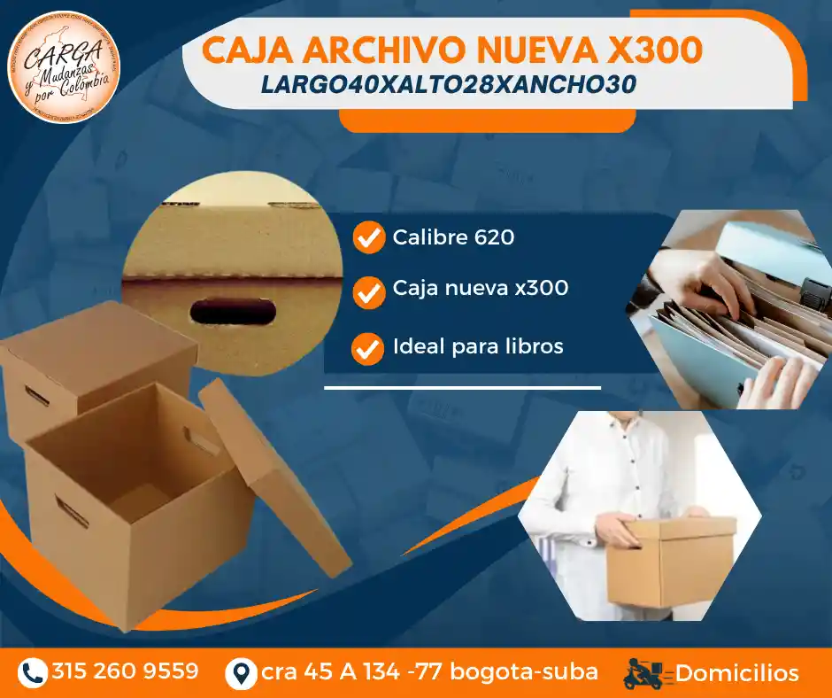 Cajas Para Archivo X 300 Nueva 40 Largo X Alto 28 Ancho 30