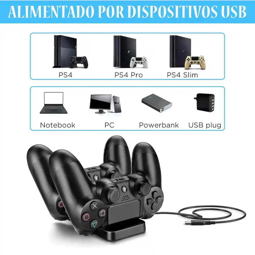 Base Cargador Soporte De Carga Para Controles De Play 4 Ps4