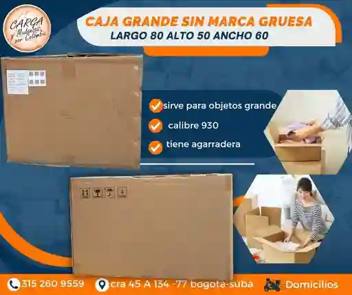 Caja De Carton Extra Grande Sin Marca Gruesa Largo 80 Alto 50 Ancho 60