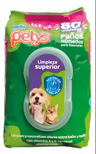 Petys Pañitos Húmedos Para Mascotas 80 Unidades
