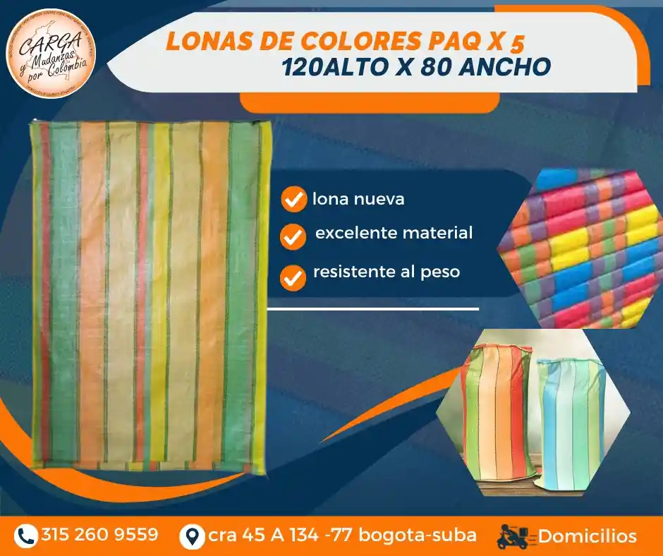 Lonas De Colores-lona Payaso 120 Cm De Alto X 80 Cm De Ancho Paquete X 5 Unidades Empaque Para Mudanza