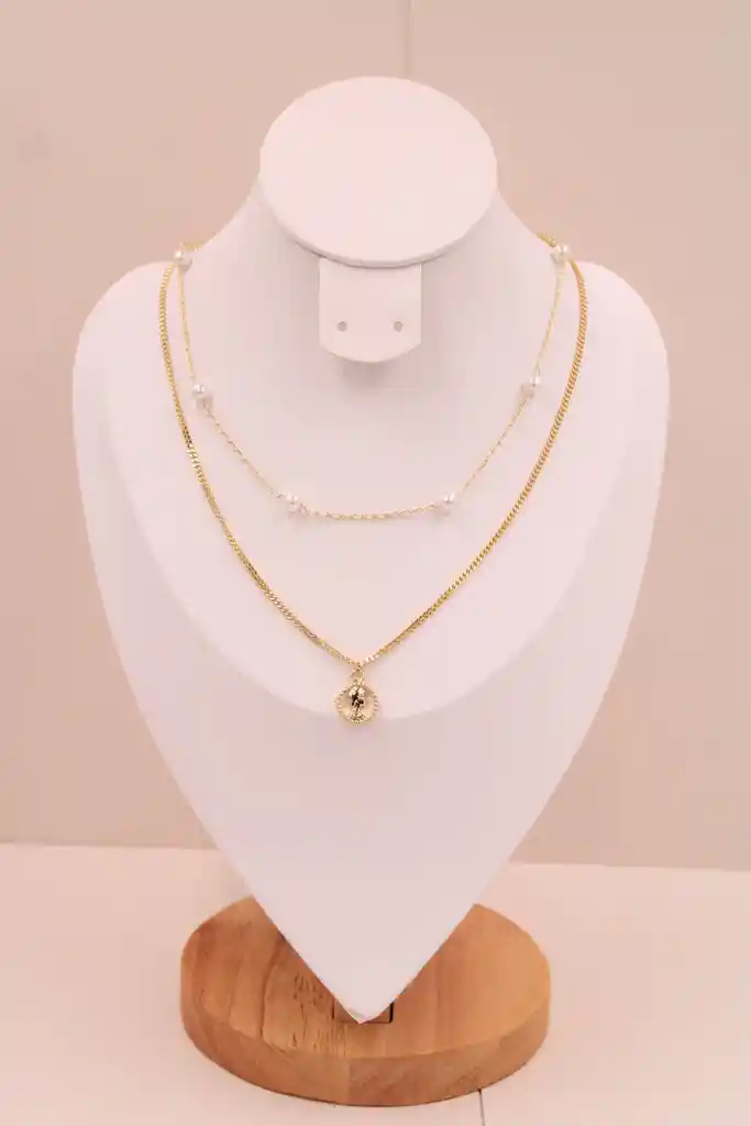 Cadena Virgen Perlas Rodio