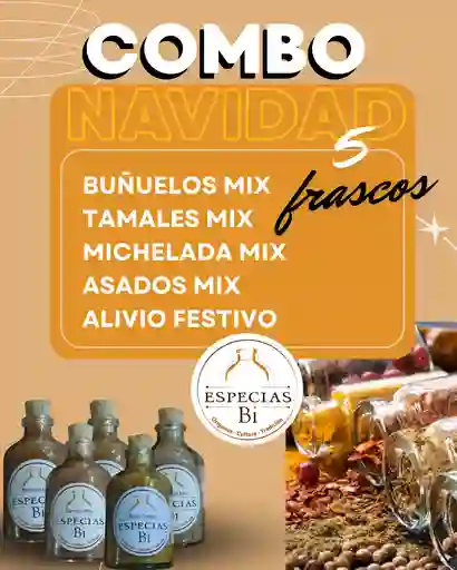 Kit 5 Frascos De Especias Para Navidad