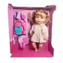Muñeca Tierna Con Vestido Sonajero + Accesorios Juguete Niña