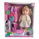 Muñeca Tierna Con Vestido Sonajero + Accesorios Juguete Niña
