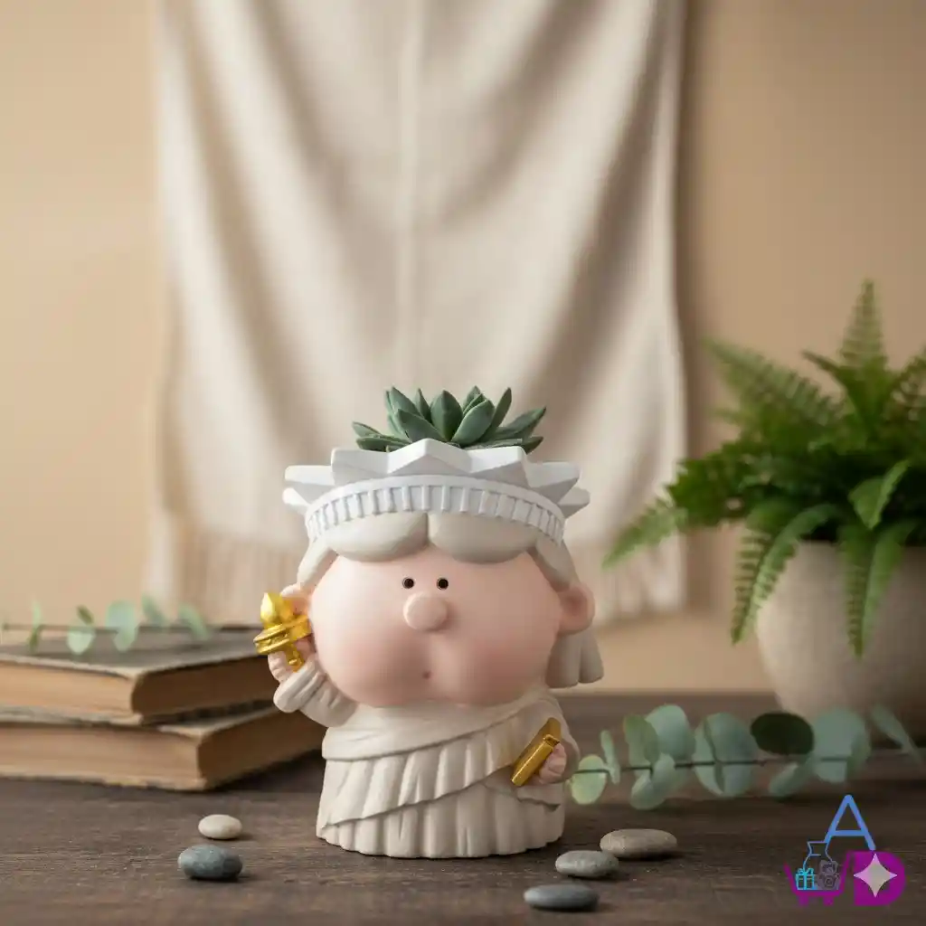 Suculenta Echeveria De Chivas En Matera De Resina De La Estatua De La Libertad