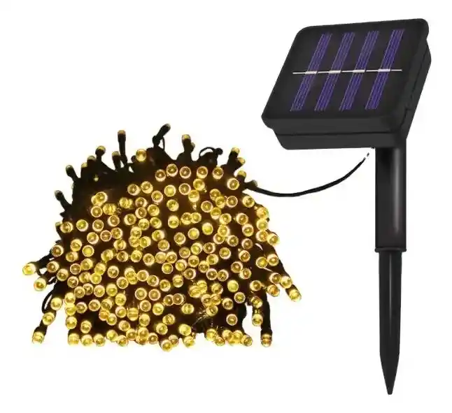 Luces Navideñas Solares Exteriores Navidad Led Solar 10 Mts Amarilla