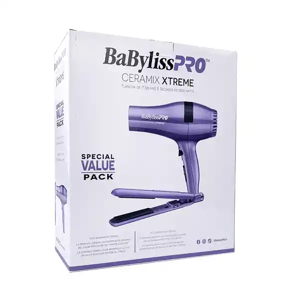 Combo Ceramix Xtreme Babyliss Plancha Ceramica 1 Y Secador 2000w