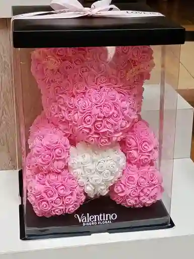 Oso Rosa Pequeño Corazon Blanco
