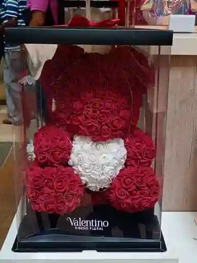 Oso Rojo Mediano Corazón Blanco