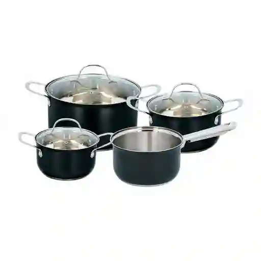 Bateria Alpina Negro 7 Unidades Acero Inoxidable