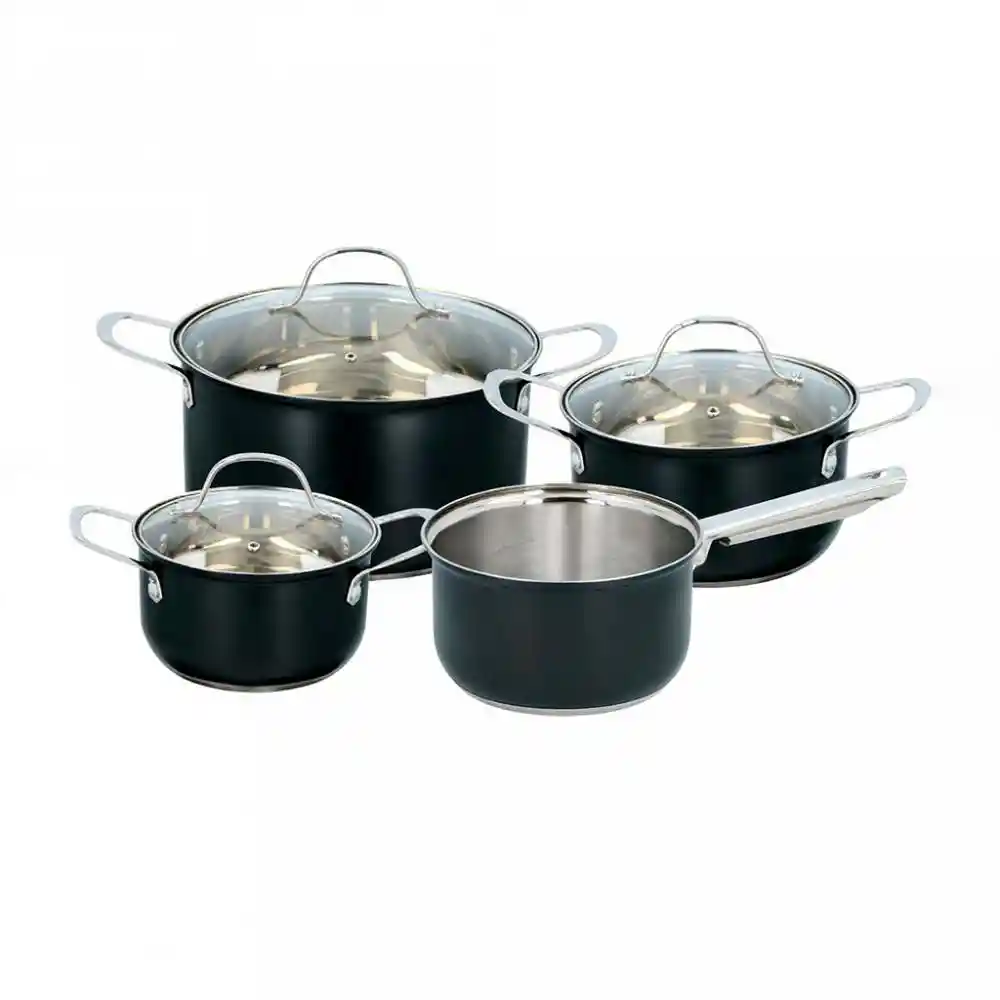 Bateria Alpina Negro 7 Unidades Acero Inoxidable