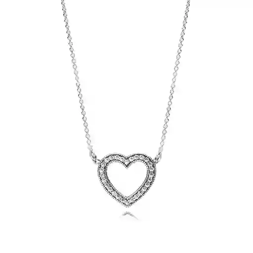 Collar De Cadena Pandora Corazon Brillante 590534cz Plata 925 Talla 45cm