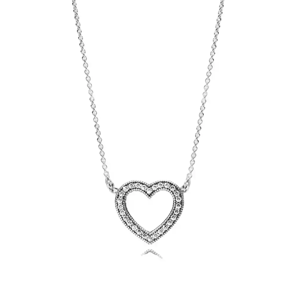 Collar De Cadena Pandora Corazon Brillante 590534cz Plata 925 Talla 45cm