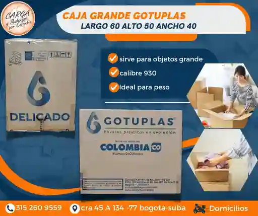 Caja De Carton Grande Gotuplas Para Mudanza 60 Largo X 50 Alto X 40 Ancho Empaque Y Embalaje