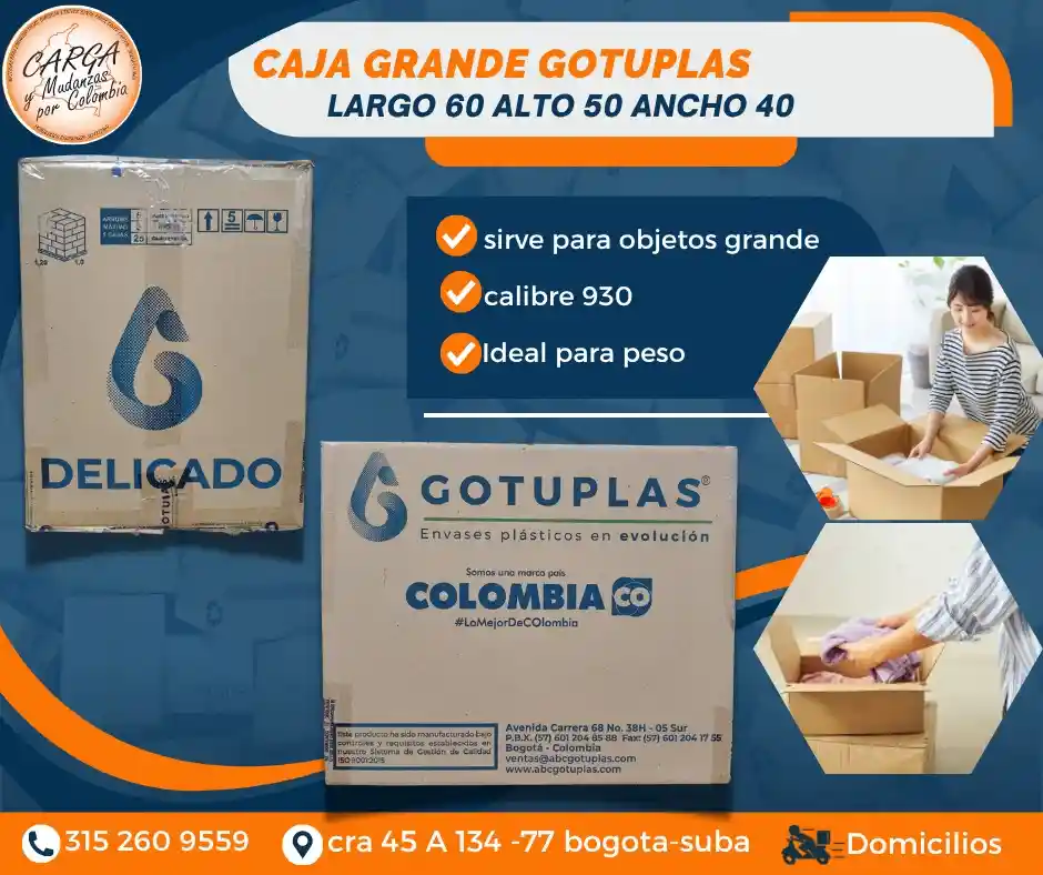 Caja De Carton Grande Gotuplas Para Mudanza 60 Largo X 50 Alto X 40 Ancho Empaque Y Embalaje