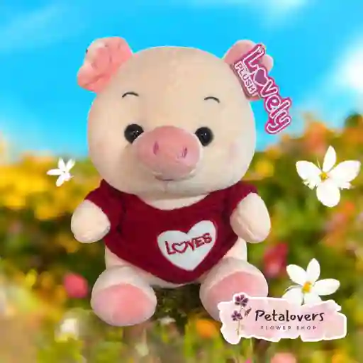 Peluche Cerdito Con Camisa Roja