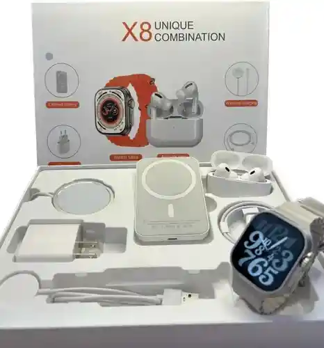 Combo Reloj Power Bank Audifonos X8