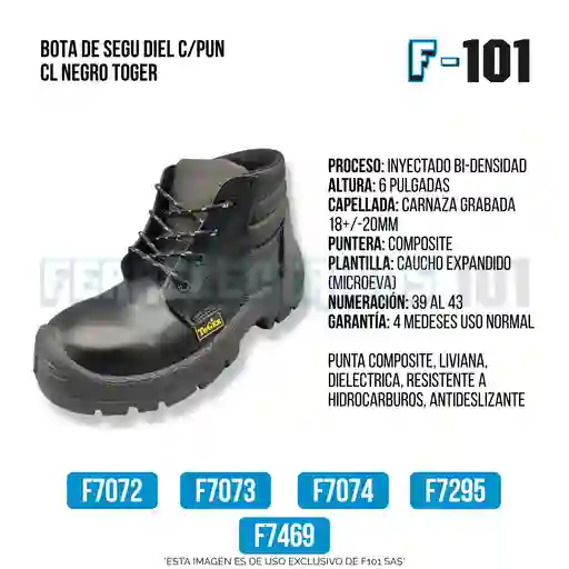 Botas De Segu Diel C/pun Cl Negro Tll 39 Toger