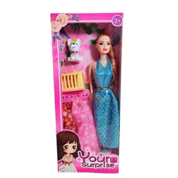 Muñeca Con Vestidos + Mascota Y Accesorio