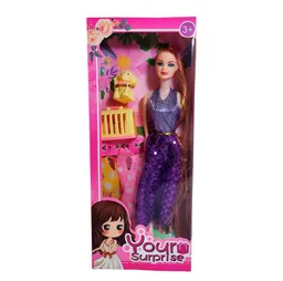 Muñeca Con Vestidos + Mascota Y Accesorio