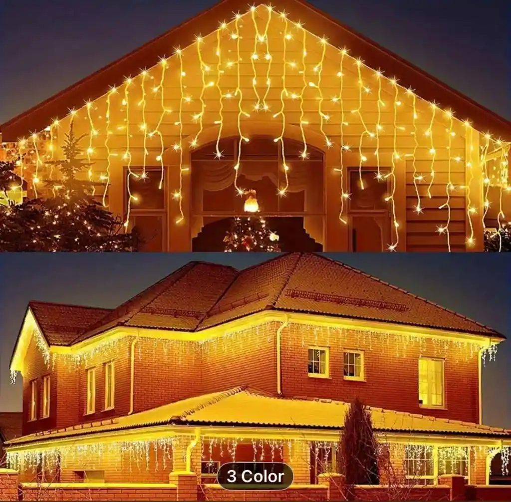 Instalacion Luces Led Navidad Cortina Cascada X3mts Calida