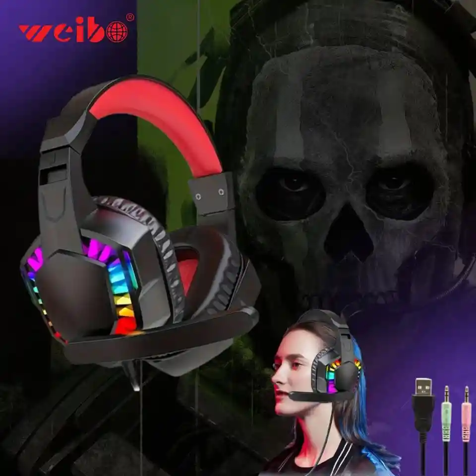 Diadema Gamer Weibo G62 / Auriculares Retroiluminados/audifonos Gamer Compatible Con Consolas