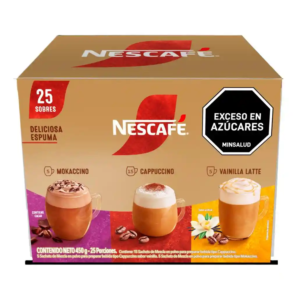 Nescafé Coffe Style Sobres De Mokaccino, Cappuccino Y Vainilla Latte 25 Sobres / 450 G