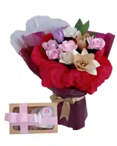 Ramo De Rosas Y Lirios Con Chocolates