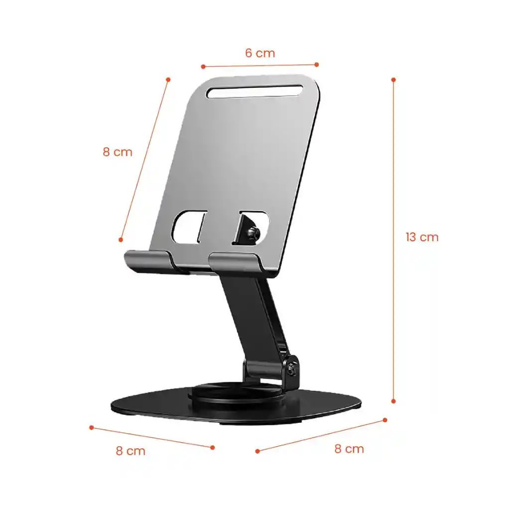 Base Soporte Para Celular Tablet Metalico Con Rotación 360 - Gris