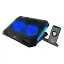 Base Refrigerante Portatil 2 Ventiladores + Soporte Celular Negro