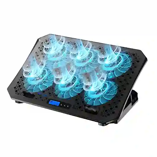 Base Refrigerante X6 De 6 Ventiladores Con Pantalla Negro
