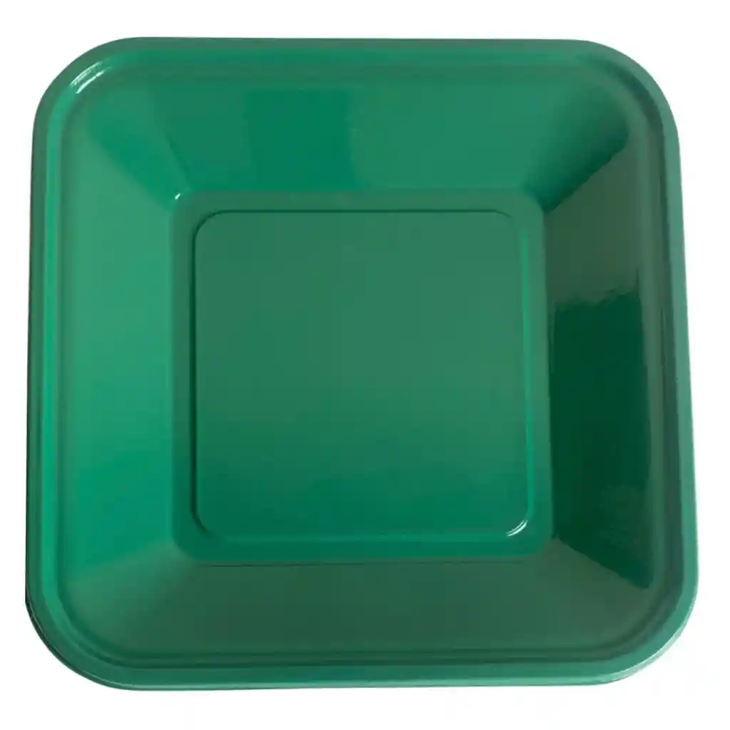 Platos Plasticos Verdes Cuadrados 23 Cms X 10 Unds