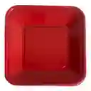 Platos Plástico Rojos Cuadrados 23 Cms X 10 Unds