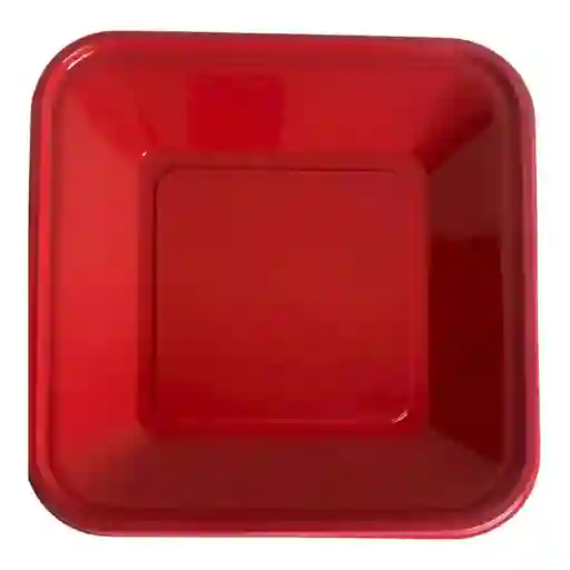 Platos Plástico Rojos Cuadrados 23 Cms X 10 Unds