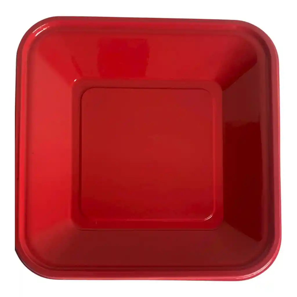 Platos Plástico Rojos Cuadrados 23 Cms X 10 Unds