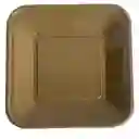 Platos Plásticos Dorados Cuadrados 23 Cms X 10 Unds