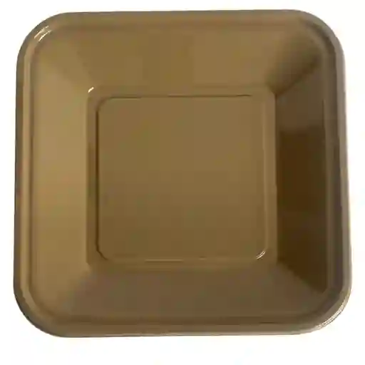 Platos Plásticos Dorados Cuadrados 23 Cms X 10 Unds