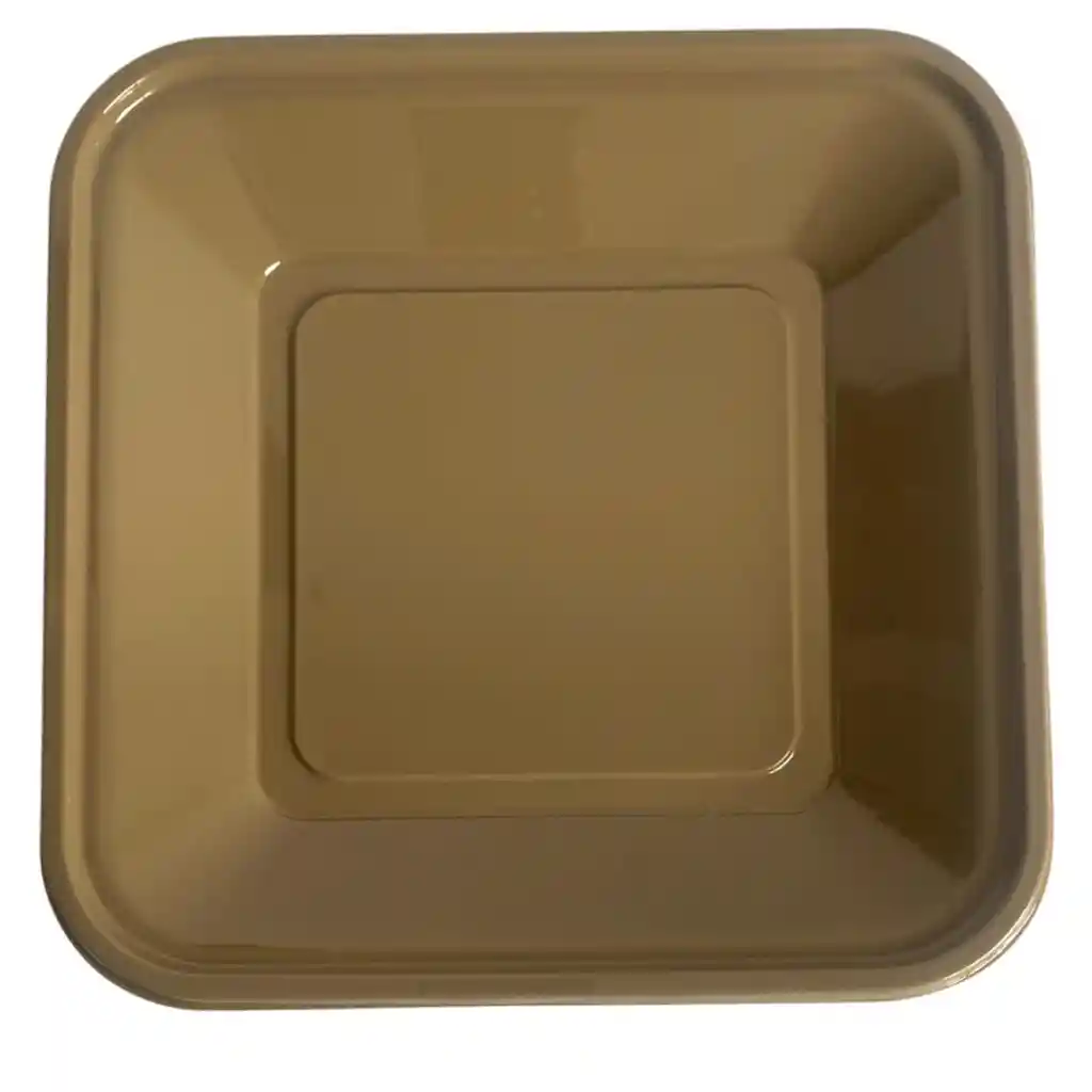 Platos Plásticos Dorados Cuadrados 23 Cms X 10 Unds