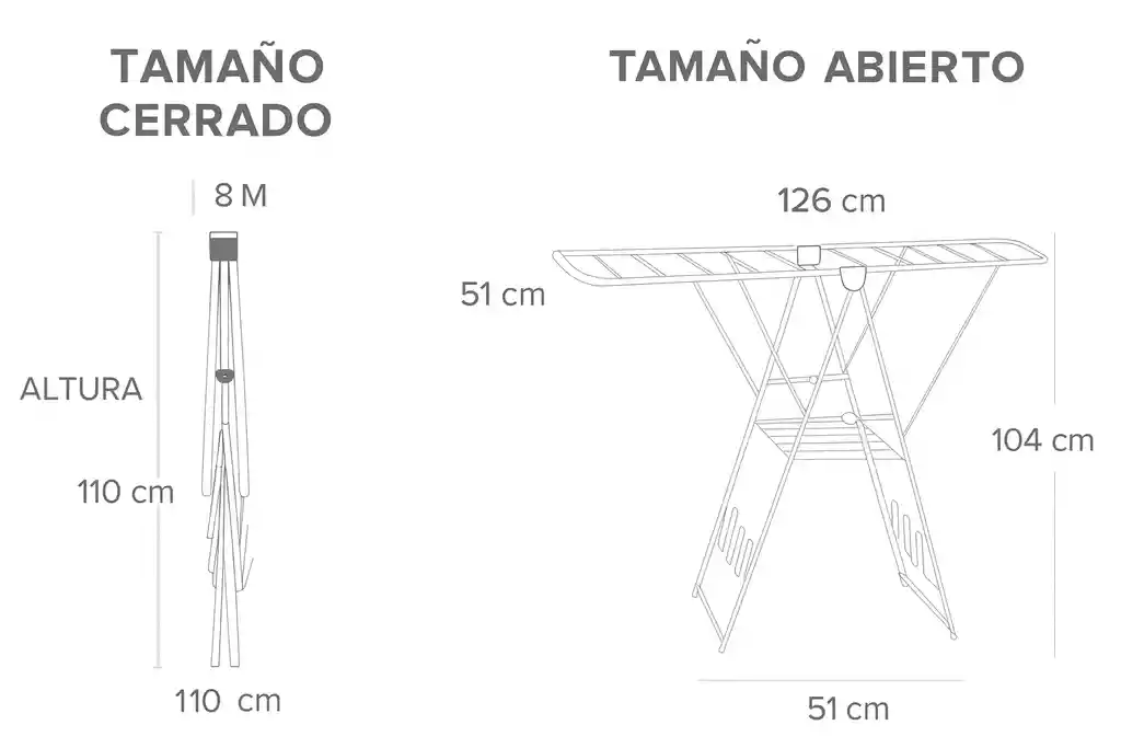 Tendedero Para Ropa Piso Plegable Amplio Resistente