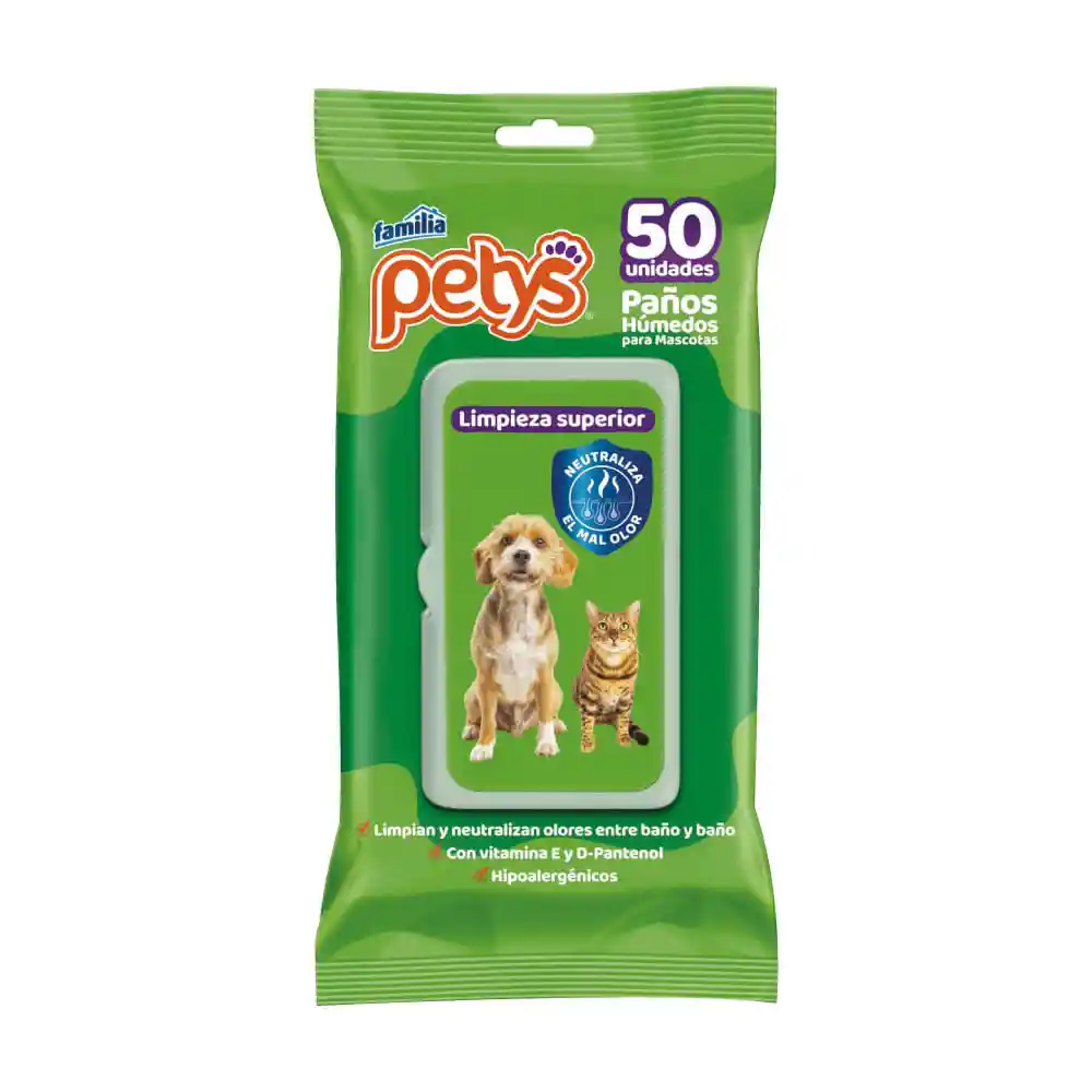 Petys Paños Humedos Por 50 Unidades Cuidado Superior