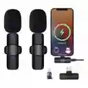 Micrófonos Inalámbricos Solapa 2 En 1 Para Iphone/tipo C Color Negro
