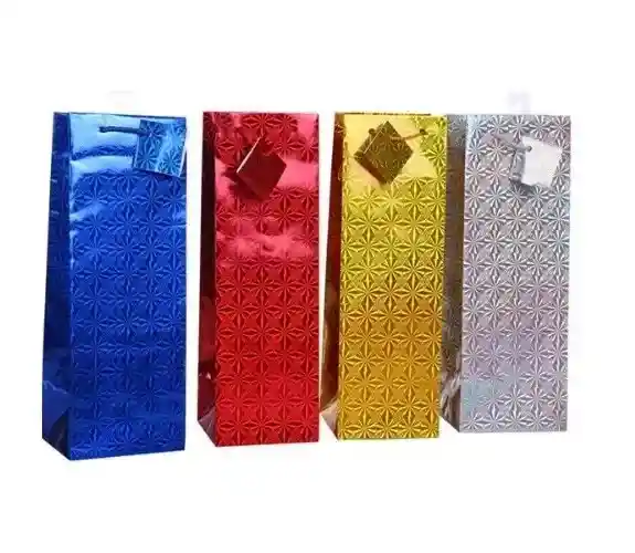 Bolsa De Regalo Metalizada Para Botella De Licor Colores Surtidos Primavera
