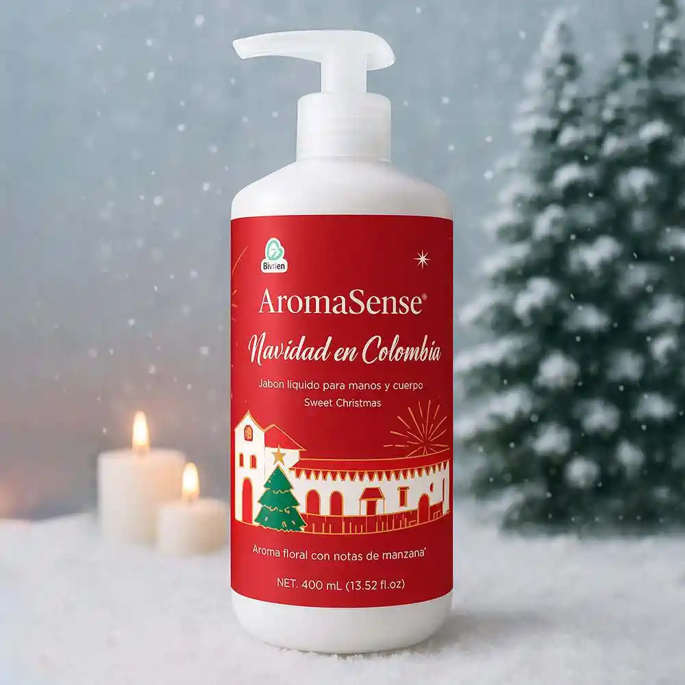 Jabon Liquido Aromasense Manzana Navidad Rojo 400 Ml