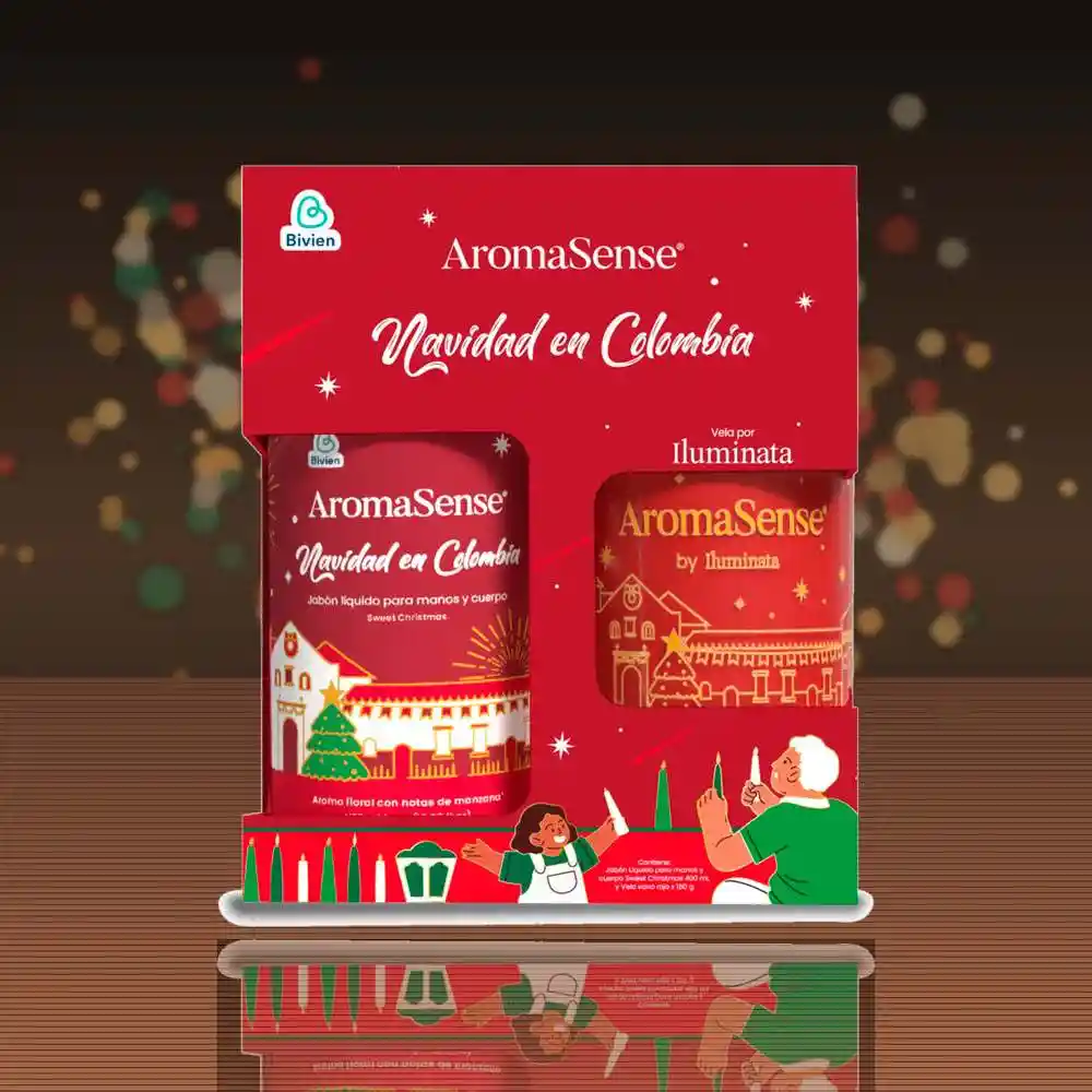 Jabon Liquido + Vela Aromasense Manzana Navidad Rojo