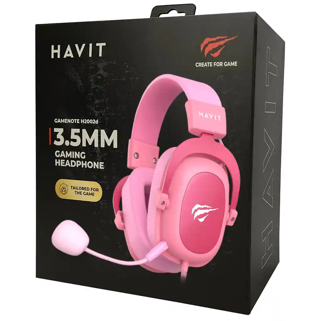 Diadema Gamer Rgb Havit H2002d Rosa 3.5mm