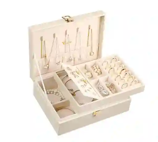 Joyero Mini Cofre 2 Niveles Organizador De Mesa