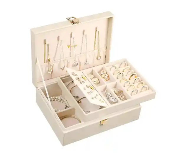 Joyero Mini Cofre 2 Niveles Organizador De Mesa