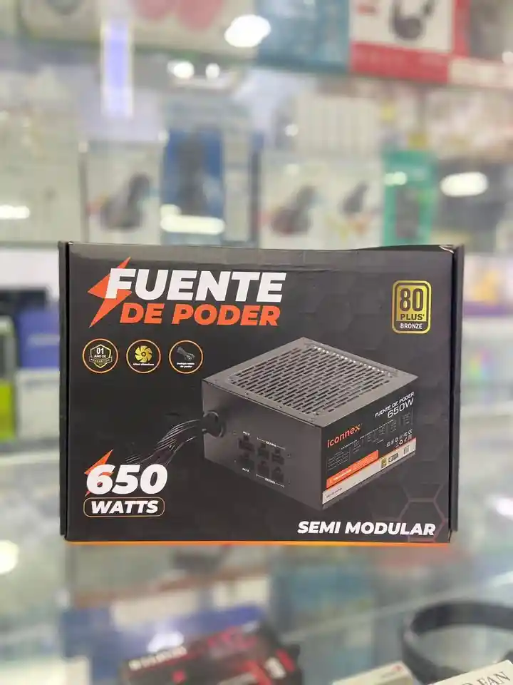 Fuente De Poder Iconnex 650w 80 Plus Bronze Certificada | Semi Modular, Ventilador 12cm, Alta Eficiencia Energética Y Estabilidad Para Pc Gamer Y De Oficina
