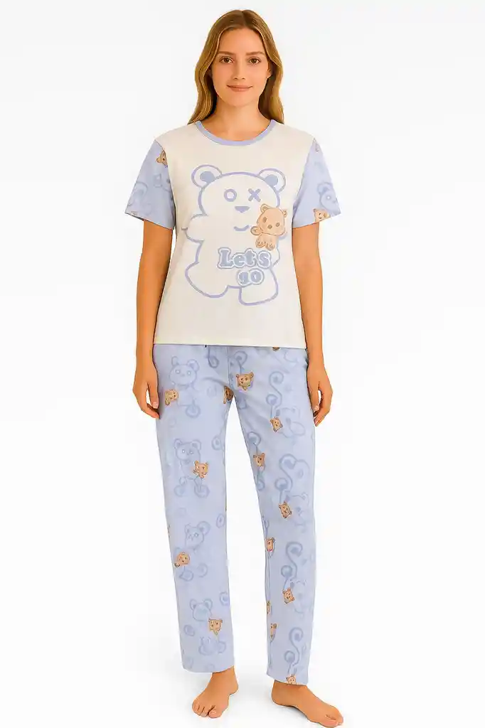 Conjunto De Pijama Estampada De Dos Piezas Talla Unica